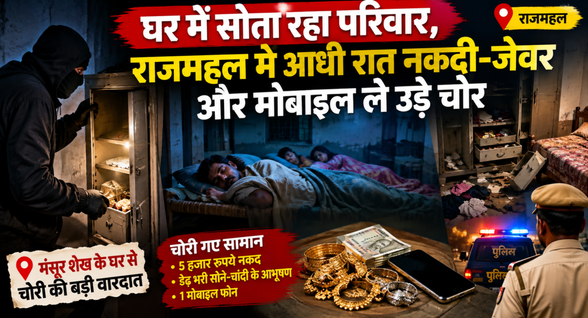 Rajmahal News: बरामदे में सो रहा था परिवार, चोरों ने घर को बनाया निशाना
